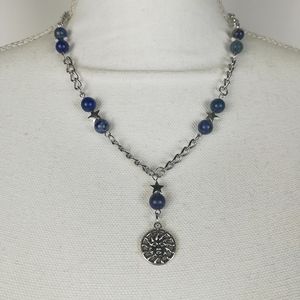 Lapis Lazuli celestial themed necklace stars space galaxy sun solar universe